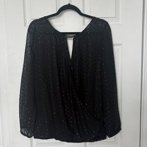 Lane Bryant Sheer Glittery Dotted Black Women's Top Size 14-16